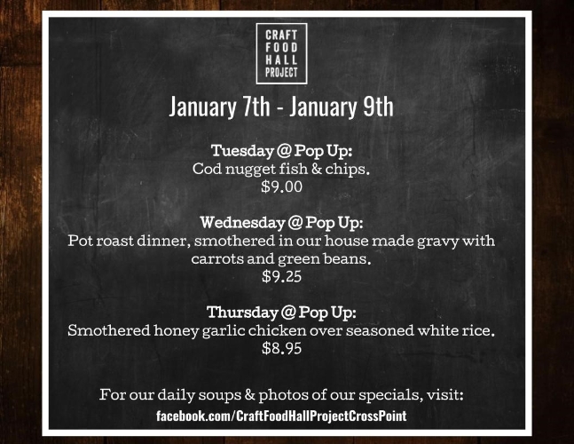 Weekly Specials 1/6-1/10/2020